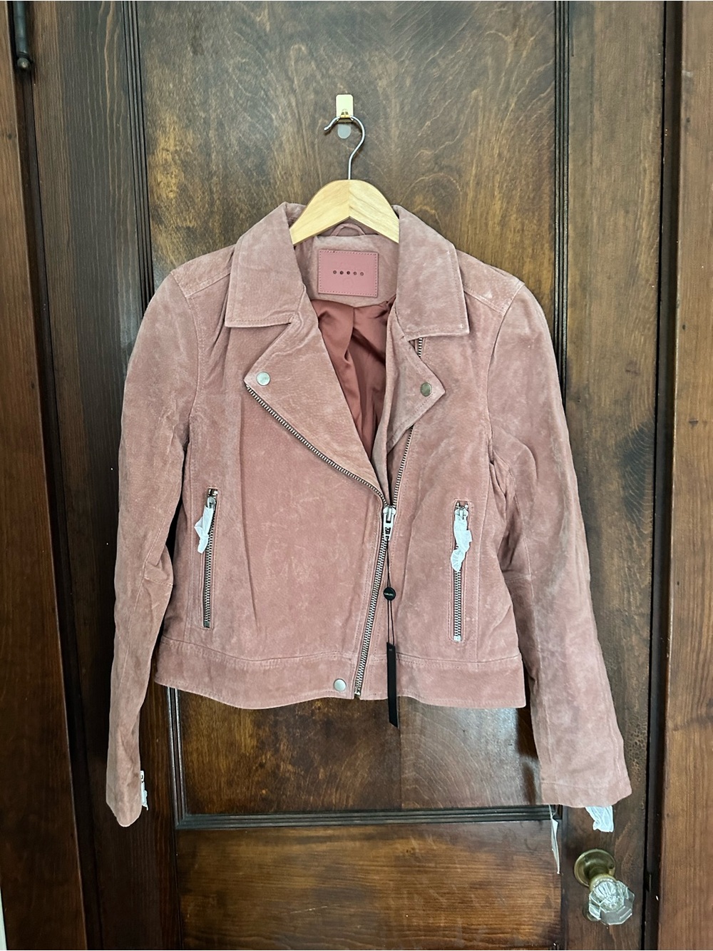 Blank NYC Dusty Rose Suede Moto Jacket